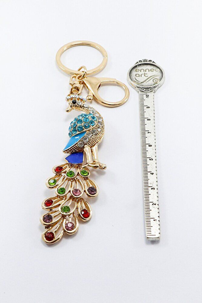 Colorful Shiny Stone Peacock Keychain, Gift Keychain