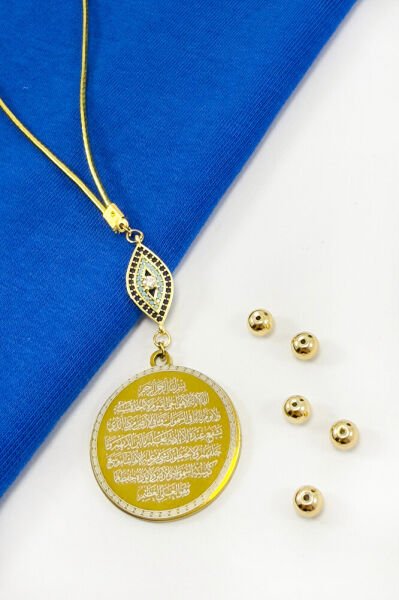 Elips Zirkon Taşlı Paslanmaz Çelik Ayetel Kürsi Nazar Ayeti Araba Dikiz Ayna Süsü