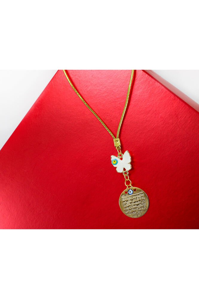 Metal Kelebekli Nazar Dualı Nazar Boncuğu Araba Dikiz Ayna Süsü El Yapımı Lüks Aksesuar Gold Renkli