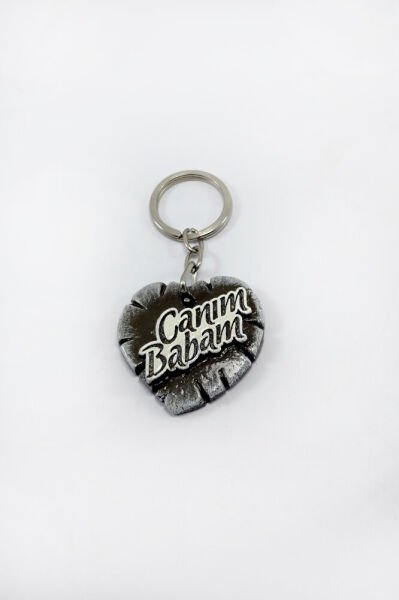 Polyester Heart Keychain with My Dear Father Written, Gift Heart Keychain