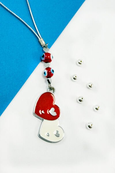 El Yapımı Cam Nazar Boncuklu İç İçe Geçmiş Araba Dikiz Ayna Süsü