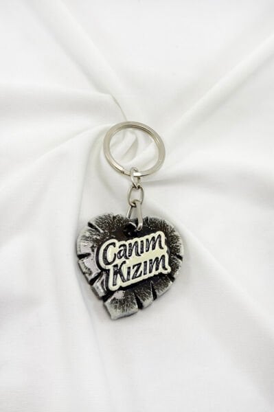 Polyester Heart Keychain with My Dear Daughter Written, Gift Heart Keychain