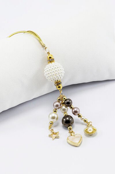 Renkli İncili Gösterişli Kalpli Deniz İstiridyeli Dikiz Ayna Süsü, Lüks Yeni Araba Hediyesi