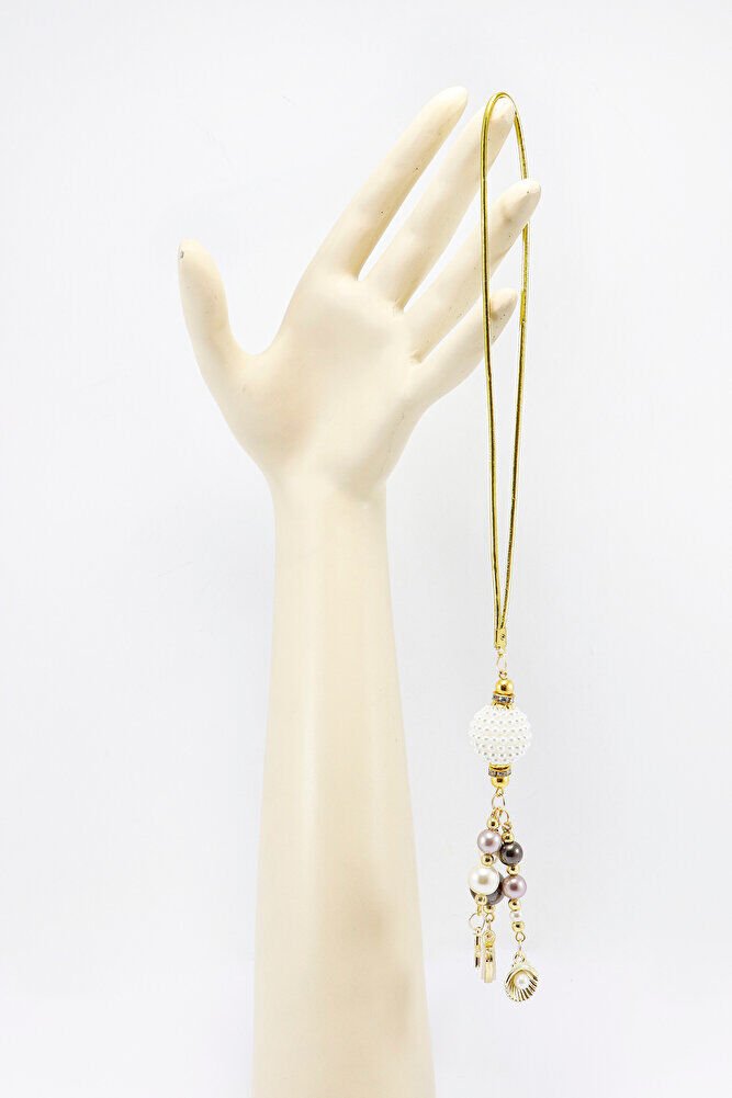 Renkli İncili Gösterişli Kalpli Deniz İstiridyeli Dikiz Ayna Süsü, Lüks Yeni Araba Hediyesi