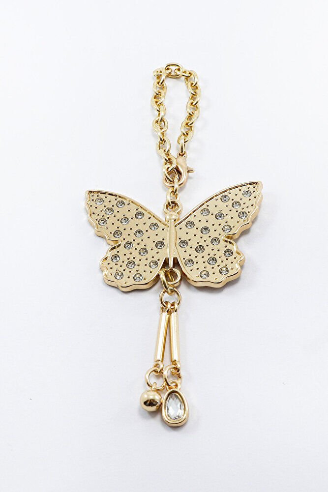 Gold Color Shiny Stone Cluster Butterfly Car Rearview Mirror Ornament, New Car Gift