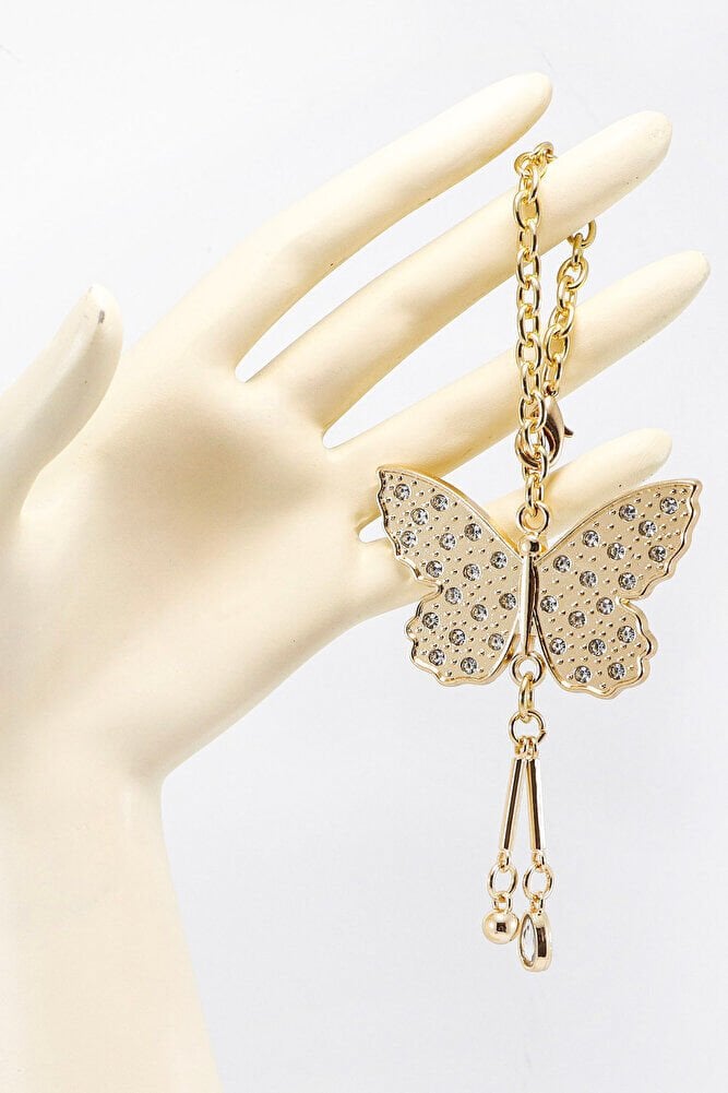 Gold Color Shiny Stone Cluster Butterfly Car Rearview Mirror Ornament, New Car Gift