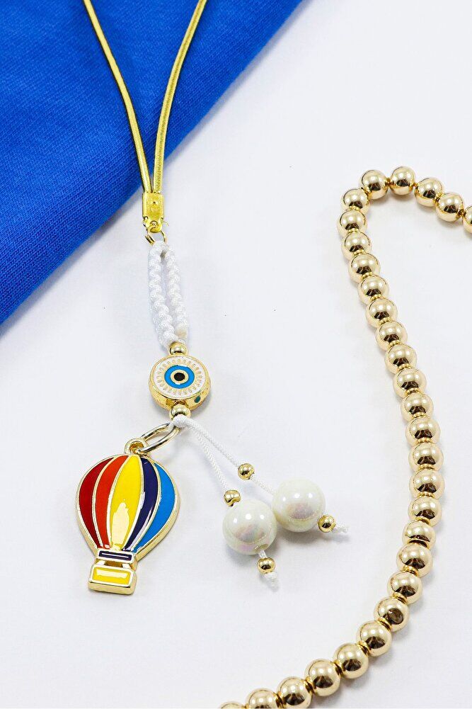 Beyaz Renkli Çerçeveli Nazar Boncuklu Renkli Uçan Balon Salkım Dikiz Ayna Süsü, Yeni Araba Hediyesi