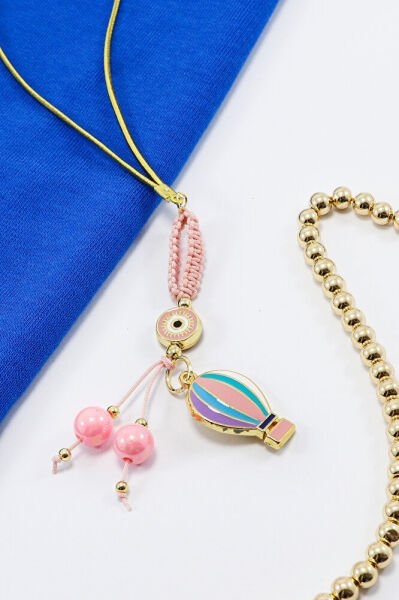 Şeker Pembesi Çerçeveli Nazar Boncuklu Renkli Uçan Balon Salkım Dikiz Ayna Süsü, Yeni Araba Hediyesi