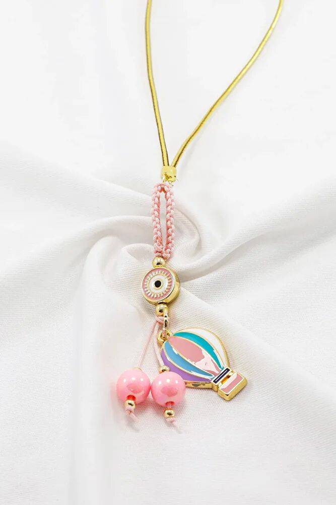 Şeker Pembesi Çerçeveli Nazar Boncuklu Renkli Uçan Balon Salkım Dikiz Ayna Süsü, Yeni Araba Hediyesi