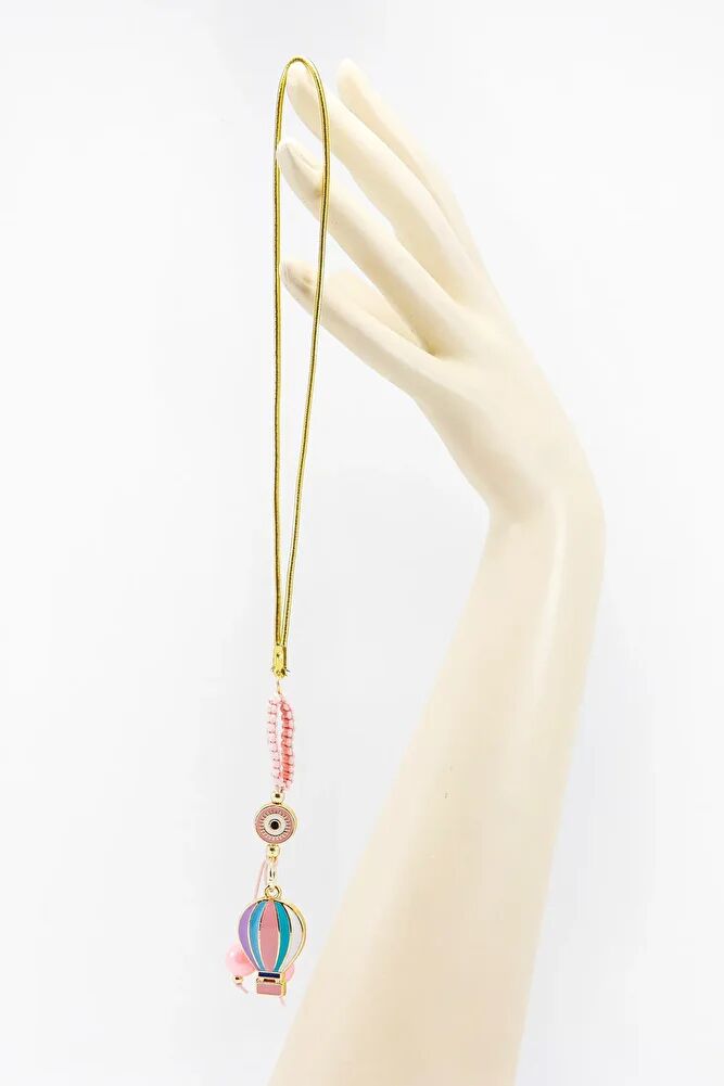 Şeker Pembesi Çerçeveli Nazar Boncuklu Renkli Uçan Balon Salkım Dikiz Ayna Süsü, Yeni Araba Hediyesi