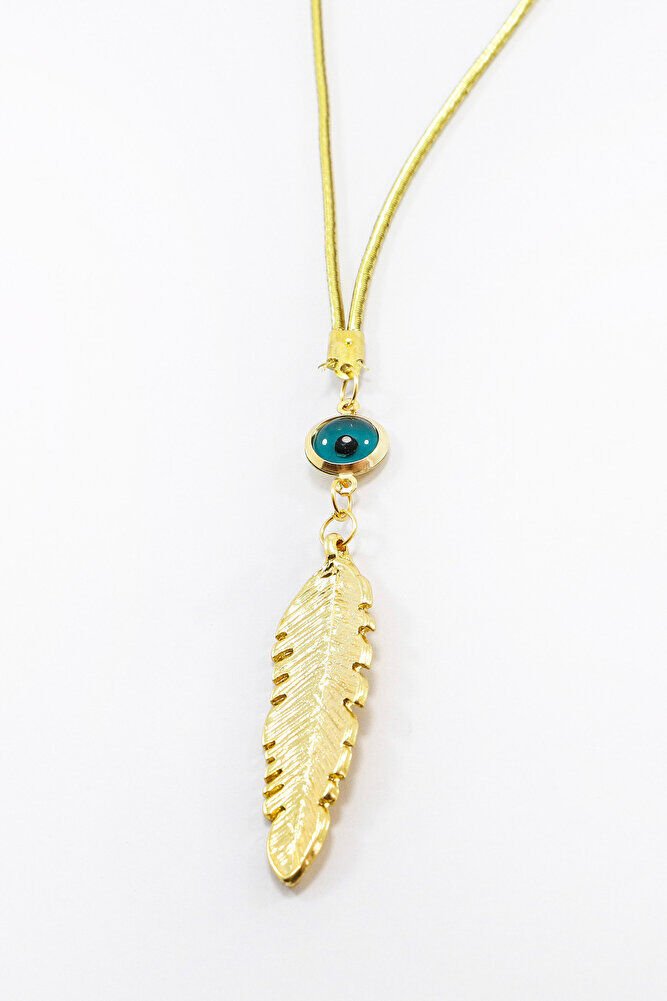 Gold Renkli Çerçeveli Nazar Boncuklu Yaprak Figürlü Dikiz Ayna Süsü, Yeni Araba Hediyesi