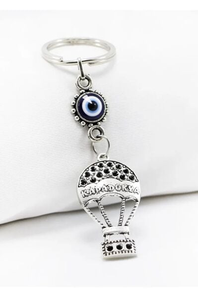 Framed Evil Eye Bead Metal Cappadocia Balloon Keychain, Gift Bag Ornament