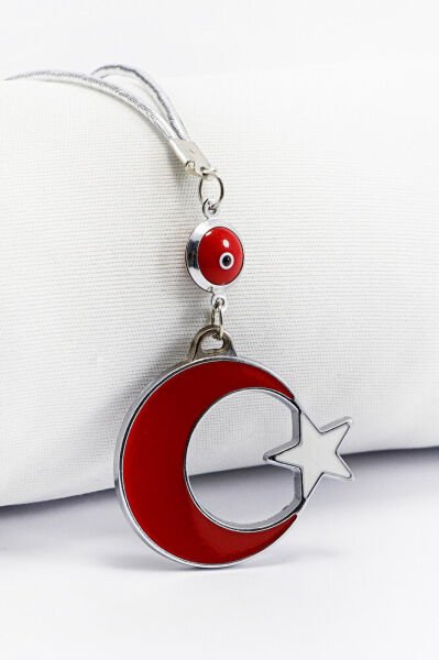 Çerçeveli Nazar Boncuklu Ay Yıldız Araba Dikiz Ayna Süsü, Yeni Araba Hediyesi