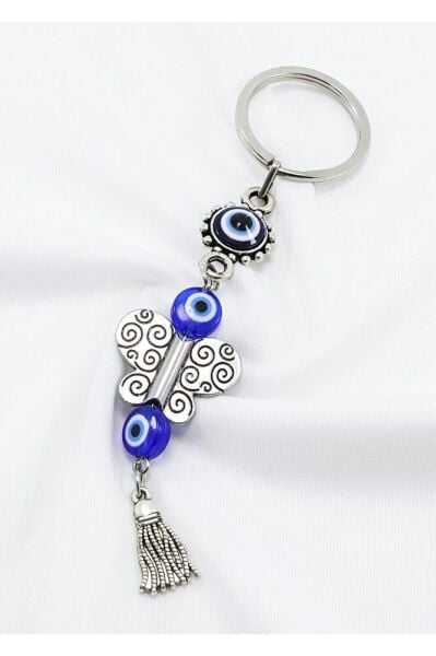 Framed Evil Eye Tassel Butterfly Keychain, Evil Eye Beaded Bag Ornament for Gift