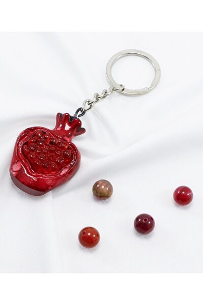 Ceramic Pomegranate Figured Keychain, Symbol of Abundance and Prosperity, Gift Bag Ornament
