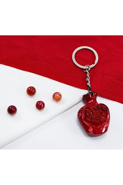 Ceramic Pomegranate Figured Keychain, Symbol of Abundance and Prosperity, Gift Bag Ornament