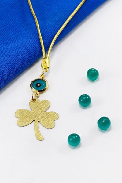 Çerçeveli Nazar Boncuklu Dört Yapraklı Şans Yoncası Araba Dikiz Ayna Süsü