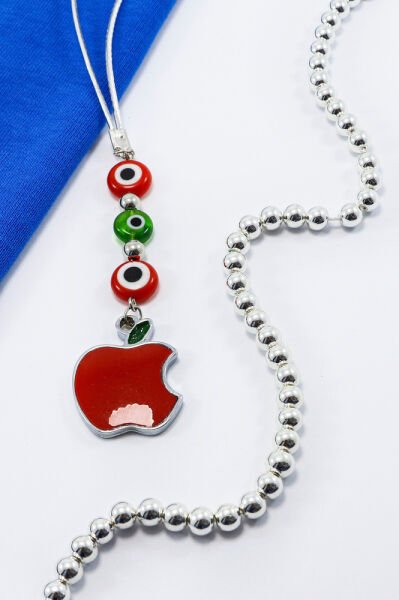 Yassı Cam Nazar Boncuklu Metal Elma Figürlü Araba Dikiz Ayna Süsü, Yeni Araba Hediyesi