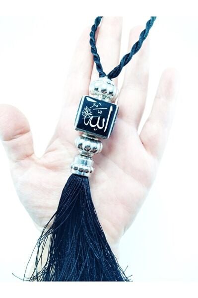 Allah Muhammed Lafzı Siyah Araba Dikiz Ayna Süsü Plastik Hediyelik Aksesuar