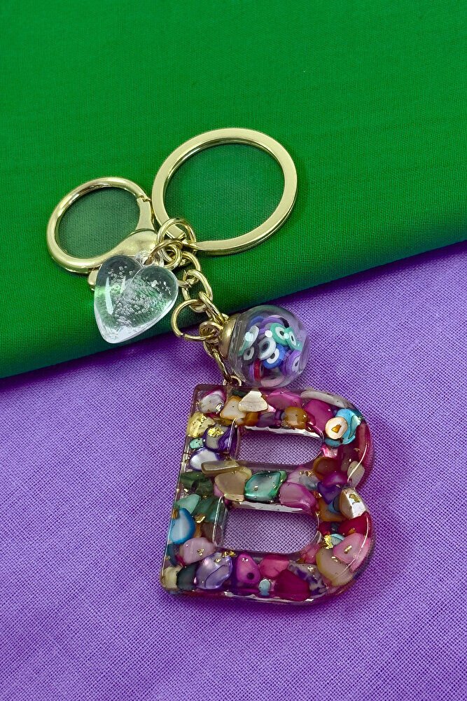 Colorful Epoxy Letter B Keychain, Gift Bag Ornament