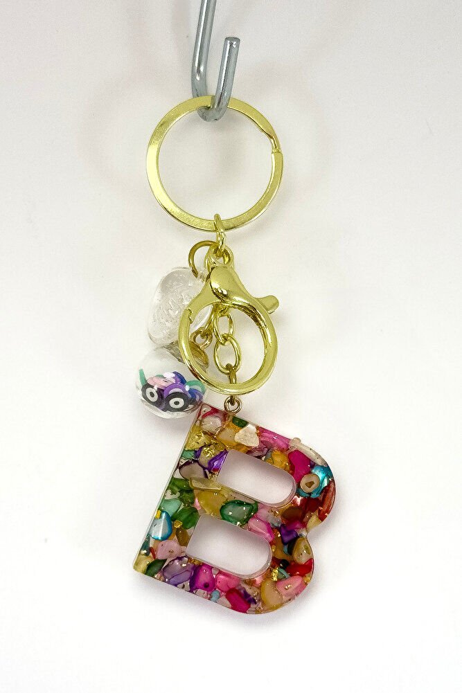 Colorful Epoxy Letter B Keychain, Gift Bag Ornament