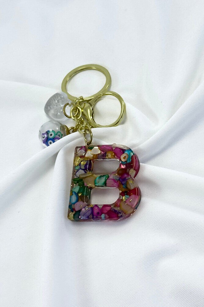 Colorful Epoxy Letter B Keychain, Gift Bag Ornament