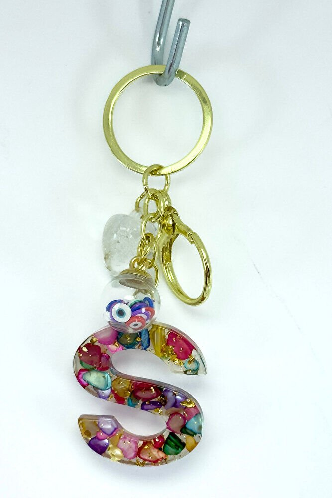 Colorful Epoxy Letter S Keychain, Gift Bag Ornament