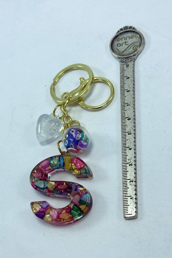 Colorful Epoxy Letter S Keychain, Gift Bag Ornament