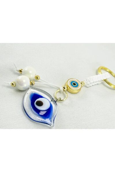 Metal Navy Blue Butterfly Pendant Evil Eye Bead Car Rearview Mirror Ornament Luxury Gift Accessory