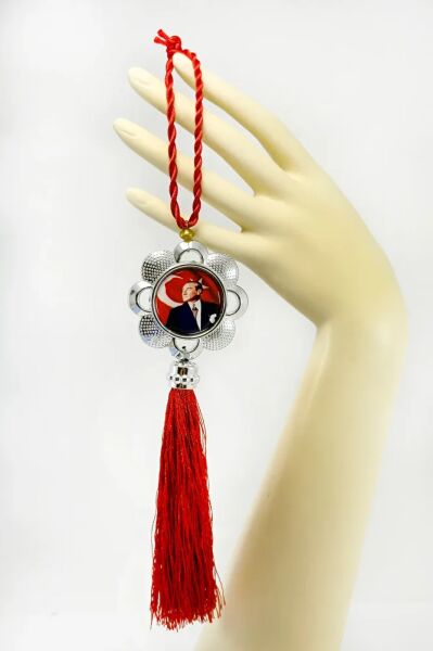 Kırmızı Püsküllü Ay Yıldız K. Atatürk Araba Dikiz Ayna Süsü, Yeni Araba Hediyesi