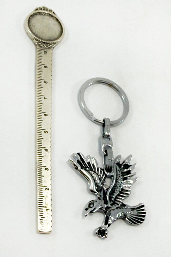 Antique Silver Colored Metal Eagle Keychain / Bird Bag Ornament