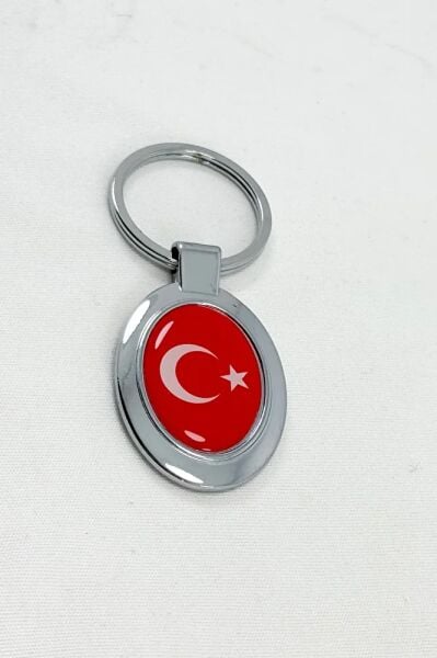 Red Crescent Star Metal Keychain, Turkish Flag Keychain for Gift