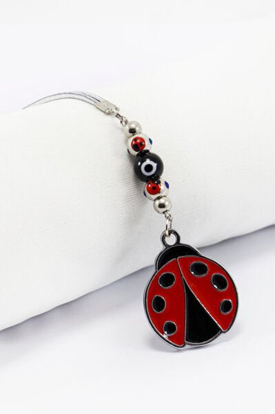 Siyah Cam Nazar Boncuklu Metal Uğur Böceği Araba Dikiz Ayna Süsü, Yeni Araba Hediyesi