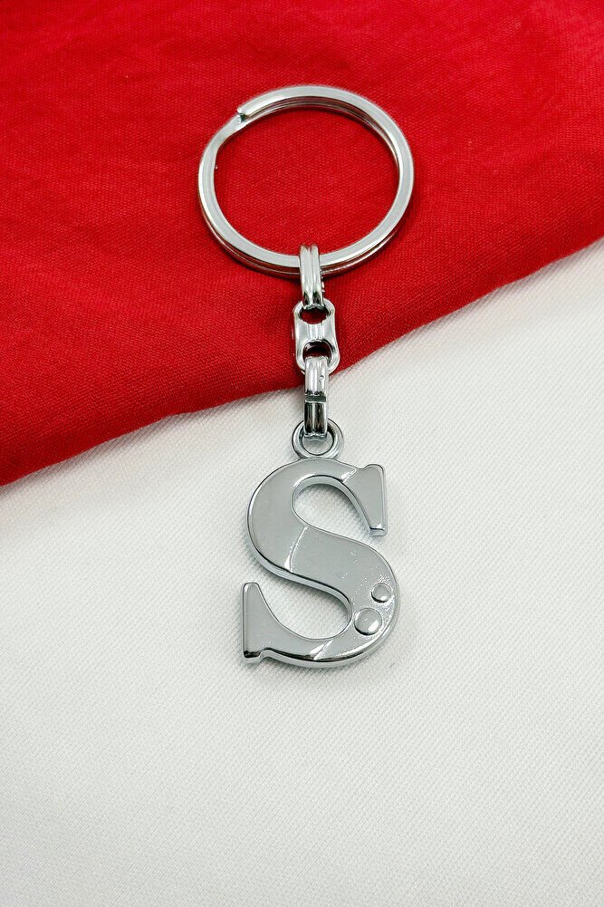 Silver Color Metal Letter S Keychain / Letter Bag Ornament