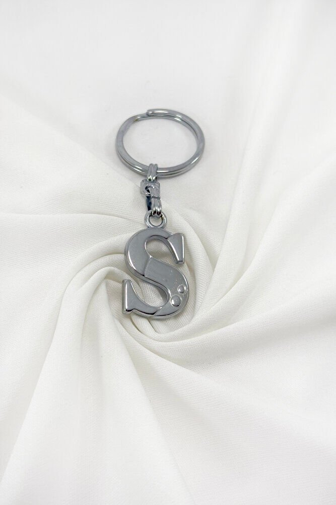Silver Color Metal Letter S Keychain / Letter Bag Ornament