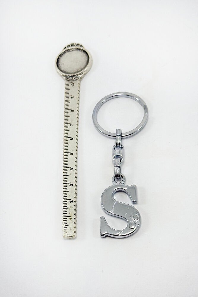 Silver Color Metal Letter S Keychain / Letter Bag Ornament