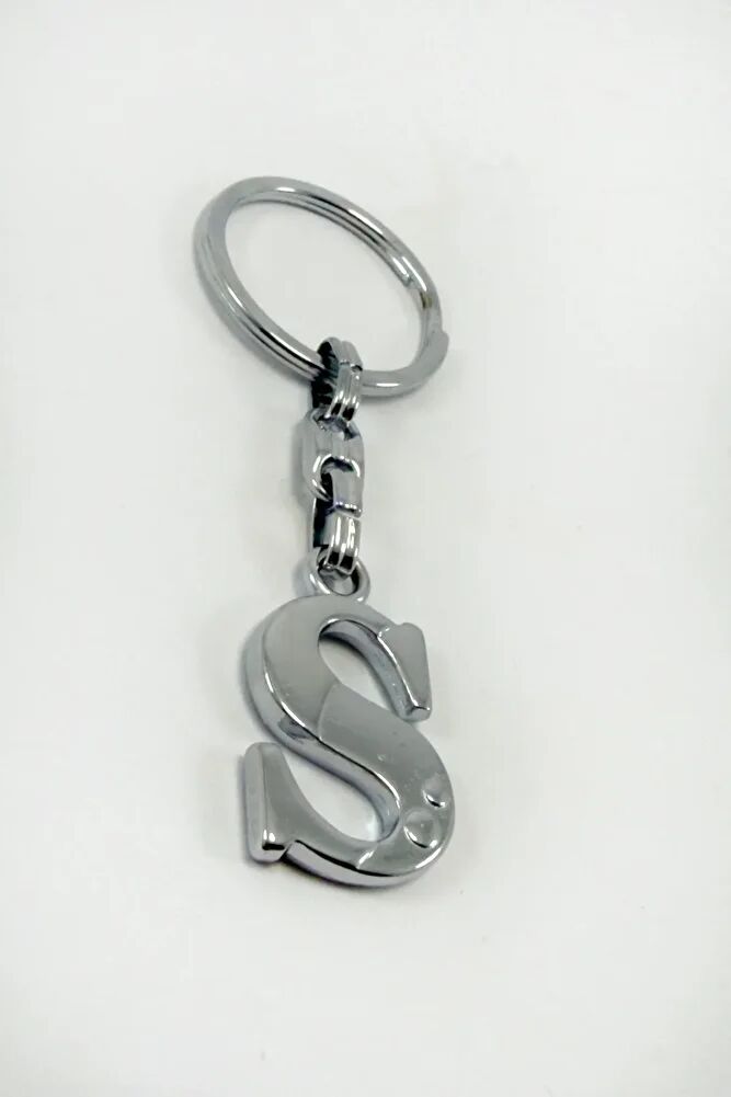 Silver Color Metal Letter S Keychain / Letter Bag Ornament