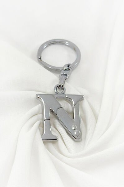 Gümüş Renkli Metal N Harfi Anahtarlık / Harfli Çanta Süsü