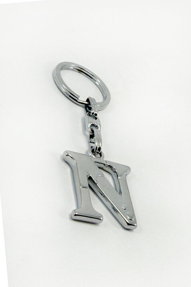 Gümüş Renkli Metal N Harfi Anahtarlık / Harfli Çanta Süsü