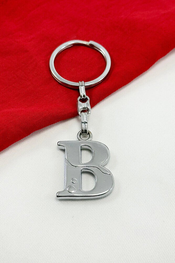 Gümüş Renkli Metal B Harfi Anahtarlık / Harfli Çanta Süsü