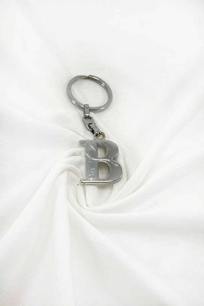 Gümüş Renkli Metal B Harfi Anahtarlık / Harfli Çanta Süsü