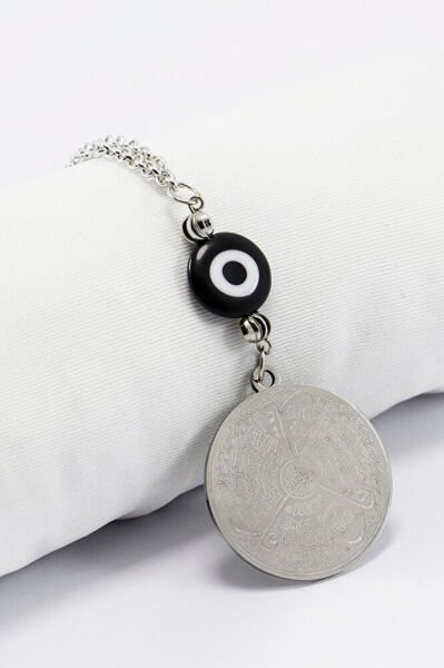 Siyah Cam Boncuk Çelik Ön Allah Lafzı Ayetel Kürsi Arka Felak Nas Ihlas Araba Dikiz Ayna Süsü