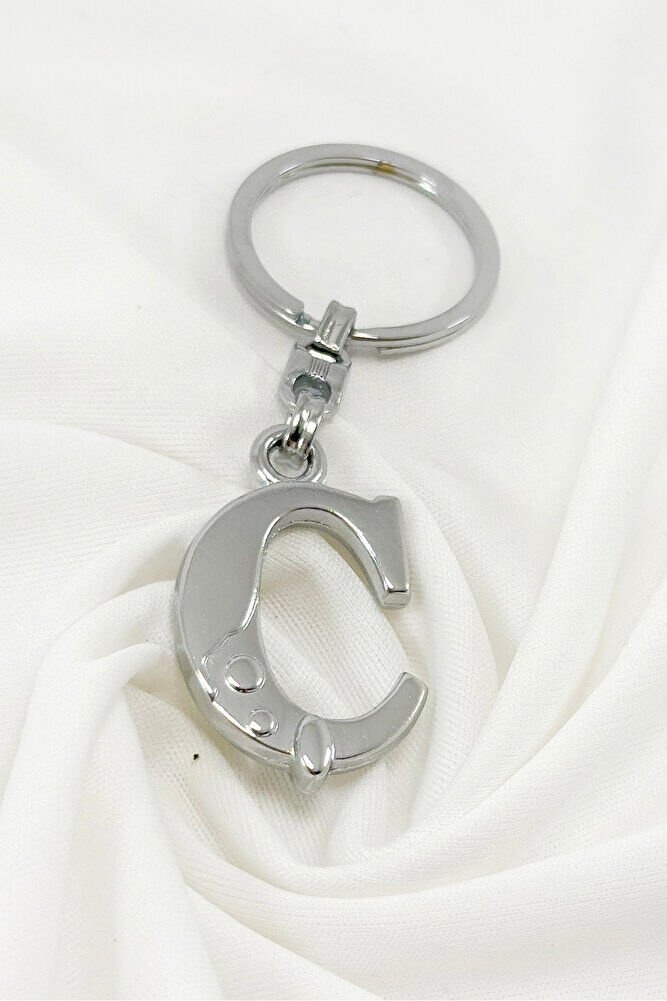 Gümüş Renkli Metal Ç Harfi Anahtarlık / Harfli Çanta Süsü