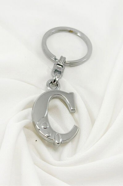 Gümüş Renkli Metal Ç Harfi Anahtarlık / Harfli Çanta Süsü