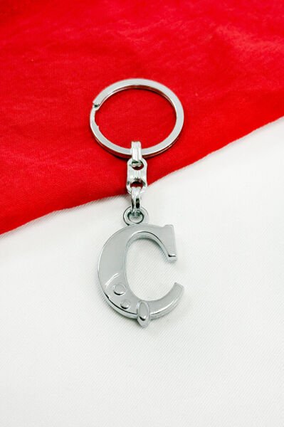 Gümüş Renkli Metal Ç Harfi Anahtarlık / Harfli Çanta Süsü