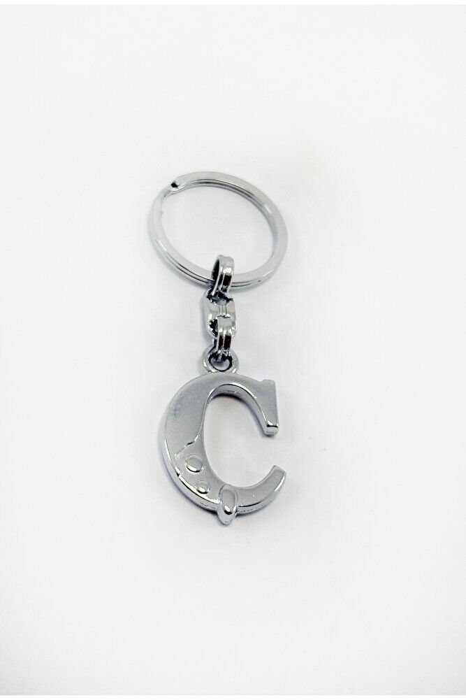 Gümüş Renkli Metal Ç Harfi Anahtarlık / Harfli Çanta Süsü