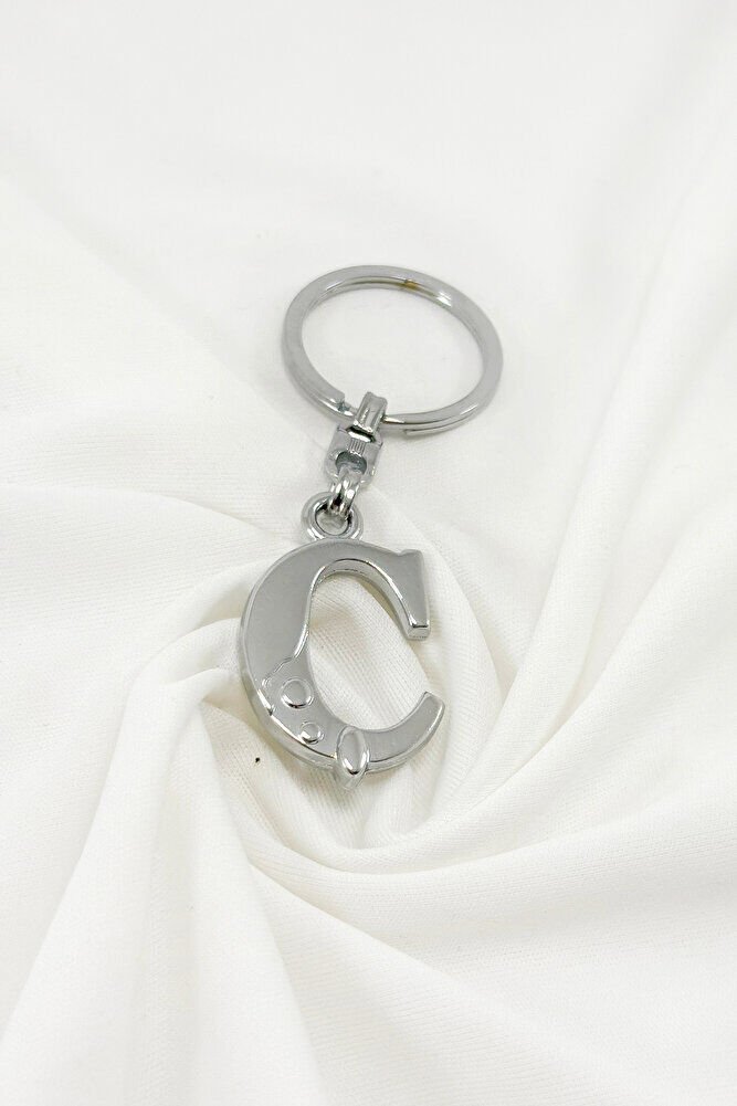 Gümüş Renkli Metal Ç Harfi Anahtarlık / Harfli Çanta Süsü