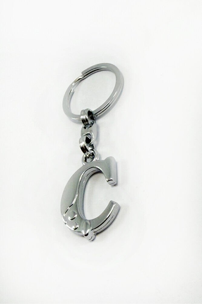 Gümüş Renkli Metal Ç Harfi Anahtarlık / Harfli Çanta Süsü