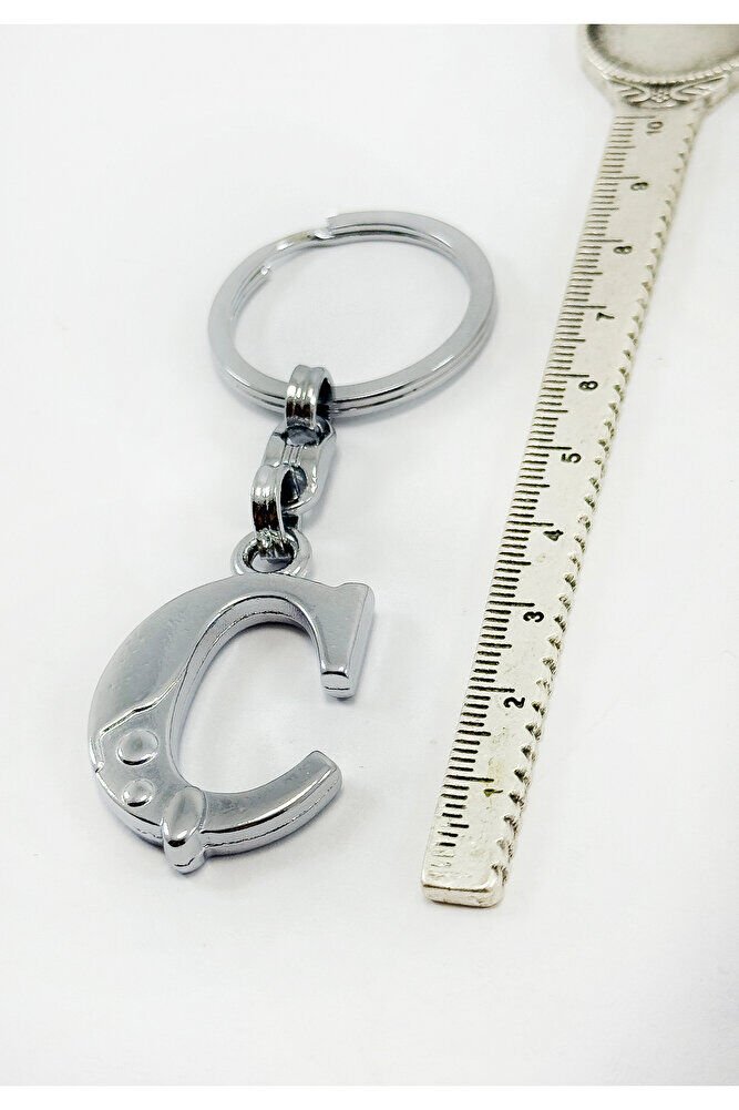 Gümüş Renkli Metal Ç Harfi Anahtarlık / Harfli Çanta Süsü