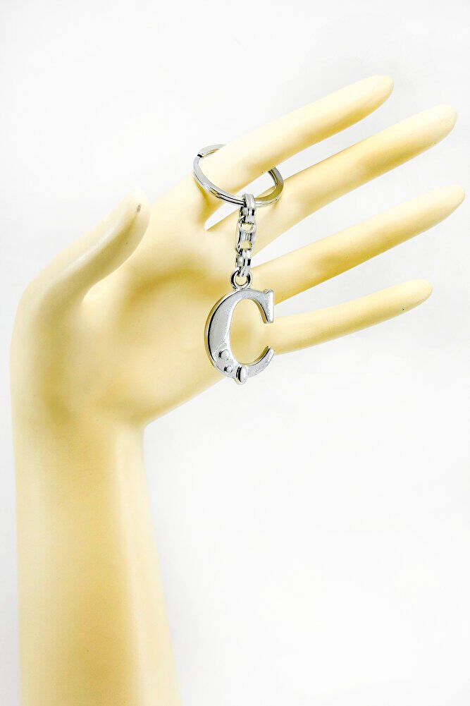 Gümüş Renkli Metal Ç Harfi Anahtarlık / Harfli Çanta Süsü